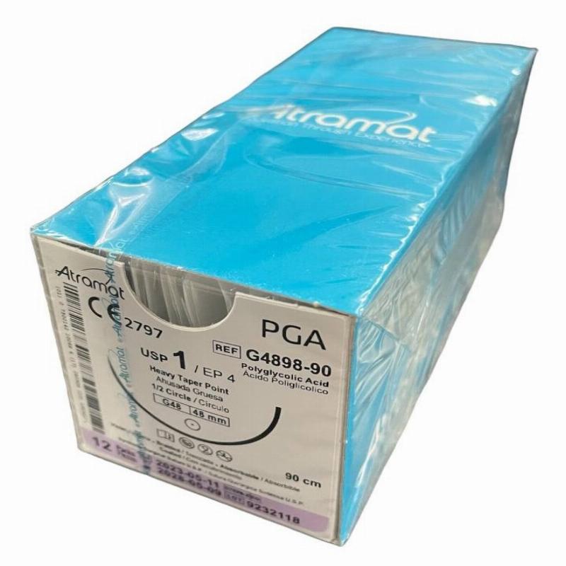 PGA (полігліколід) G4898-90 плетений фіолетовий, що розсмоктується USP 1 (EP4) з колючою голкою 48мм, 1/2 кола, довж. нитки 90см